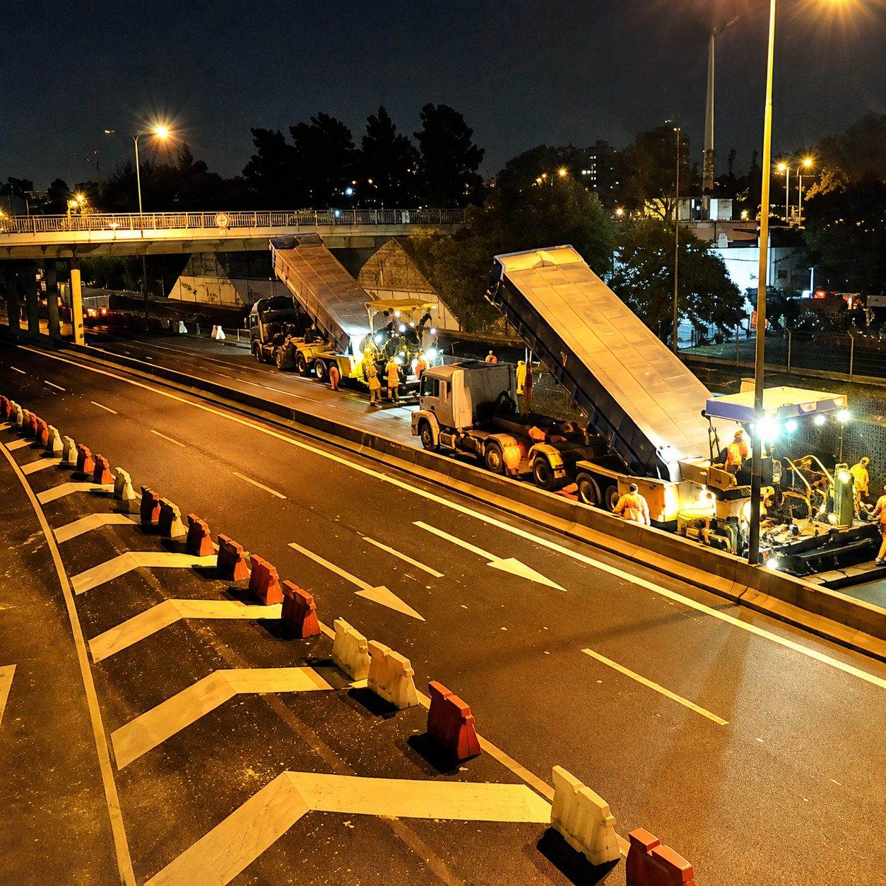 Obra nocturna de ampliación de la Av. General Paz